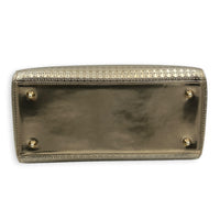 Lady Dior Medium Gold Micro Cannage Top Handle Bag in Patent Leather, Light Gold hardware