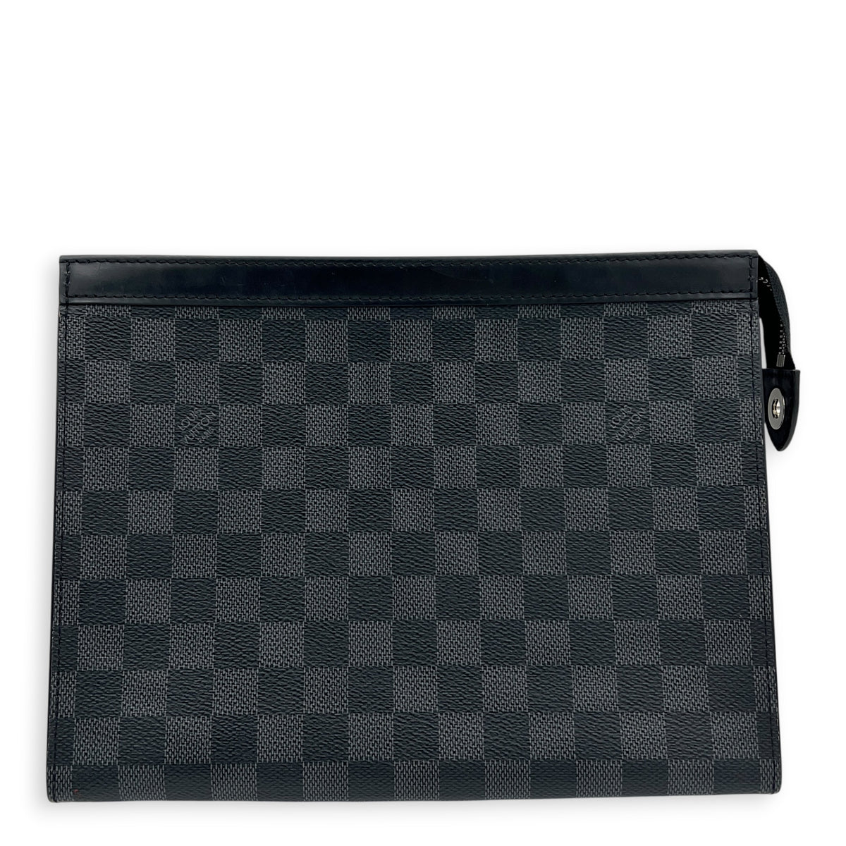 Pochette Toilette Damier Graphite Clutch in Coated Canvas, Silver hardware