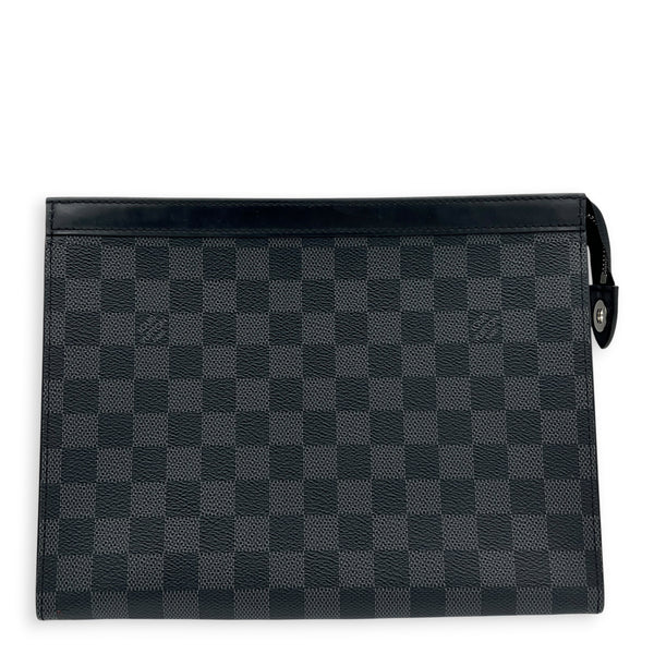 Pochette Toilette Damier Graphite Clutch in Coated Canvas, Silver hardware