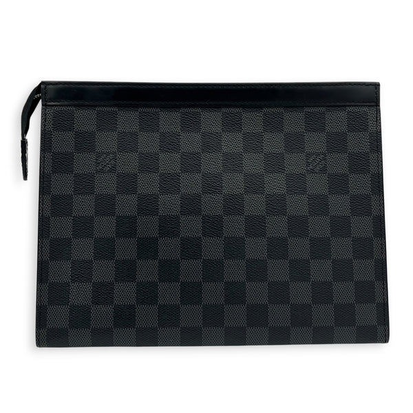 Pochette Toilette Damier Graphite Clutch in Coated Canvas, Silver hardware