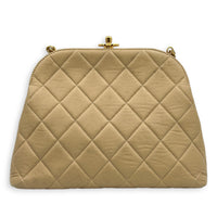 Kiss Lock Beige Shoulder Bag in Lambskin, Gold hardware