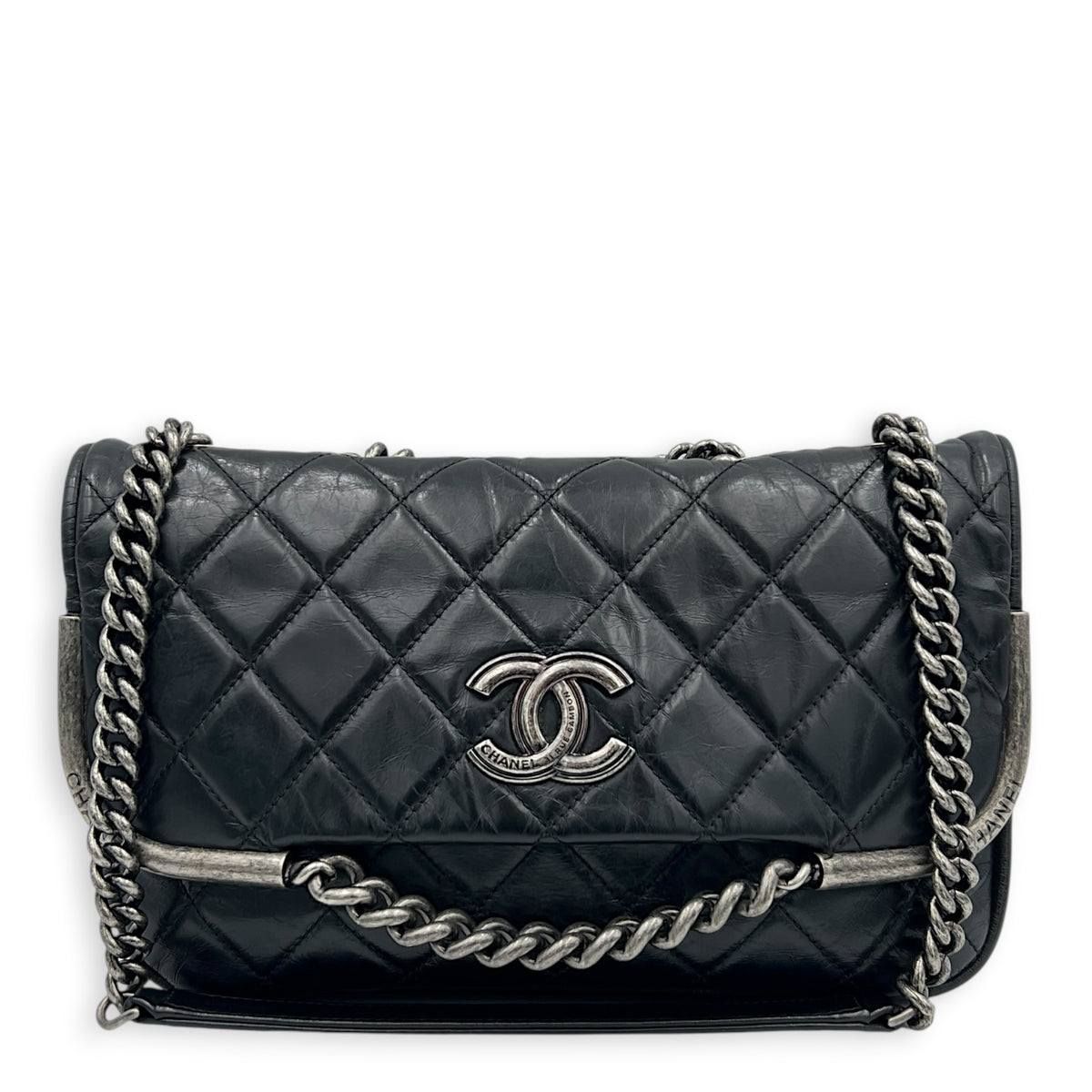 CC Chain Shoulder Bag Black, Ruthenium hardware