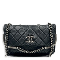 CC Chain Shoulder Bag Black, Ruthenium hardware