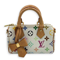 Speedy Top Handle Bag Nano  White in Monogram Coated Canvas, Gold hardware