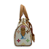 Speedy Top Handle Bag Nano  White in Monogram Coated Canvas, Gold hardware