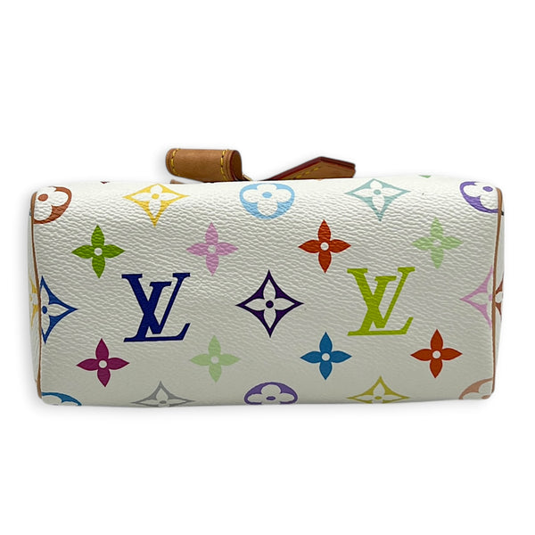 Speedy Top Handle Bag Nano  White in Monogram Coated Canvas, Gold hardware