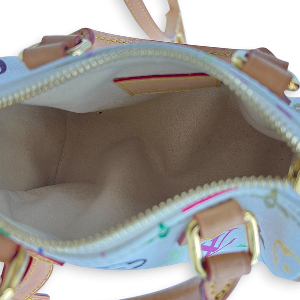 Speedy Top Handle Bag Nano  White in Monogram Coated Canvas, Gold hardware
