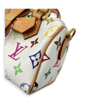 Speedy Top Handle Bag Nano  White in Monogram Coated Canvas, Gold hardware