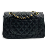 Classic Double Flap Shoulder Bag Black in Caviar Leather, Gold hardware