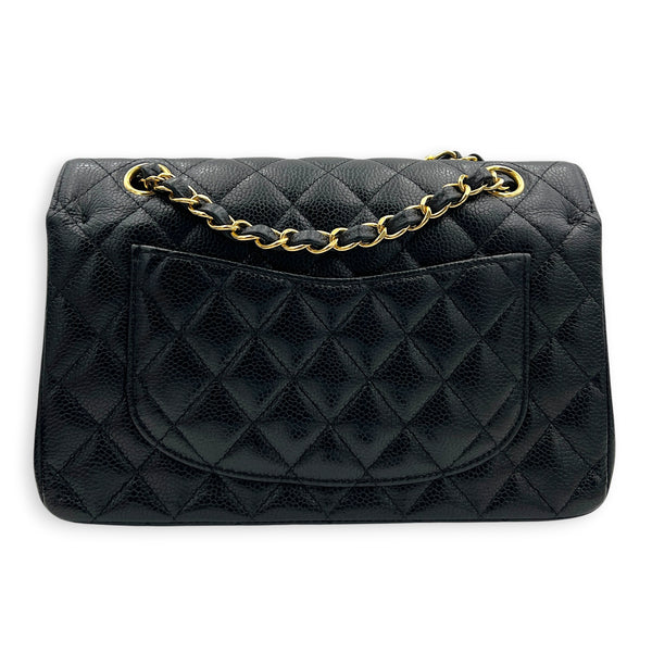 Classic Double Flap Shoulder Bag Black in Caviar Leather, Gold hardware