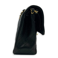 Classic Double Flap Shoulder Bag Black in Caviar Leather, Gold hardware