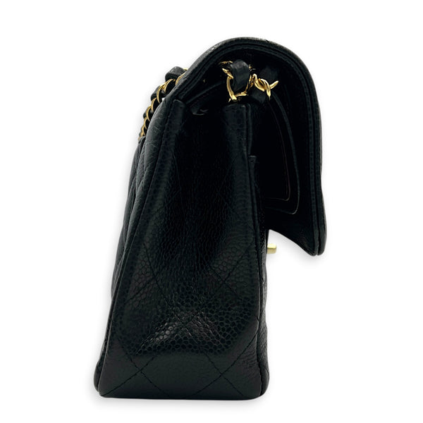 Classic Double Flap Shoulder Bag Black in Caviar Leather, Gold hardware