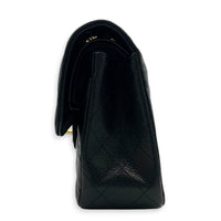Classic Double Flap Shoulder Bag Black in Caviar Leather, Gold hardware