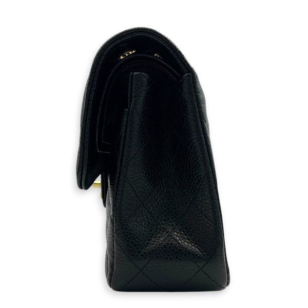 Classic Double Flap Shoulder Bag Black in Caviar Leather, Gold hardware