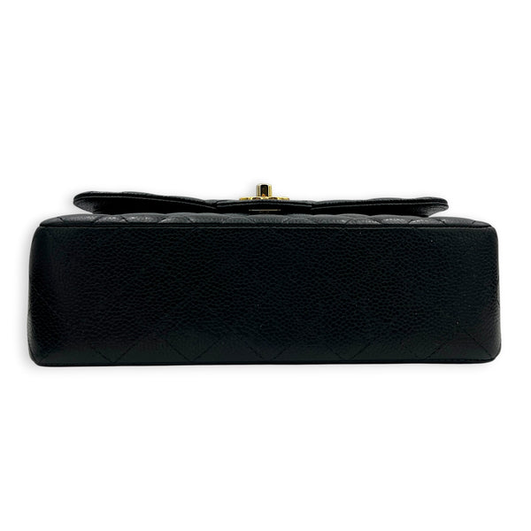 Classic Double Flap Shoulder Bag Black in Caviar Leather, Gold hardware