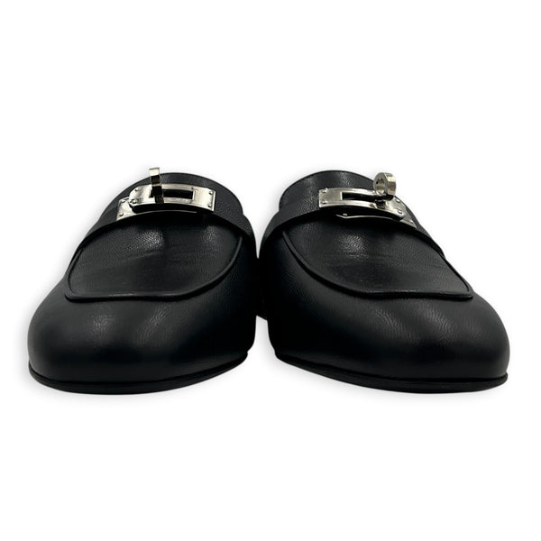 Oz Mules 37 Noir Mules in Chevre Leather, Palladium hardware