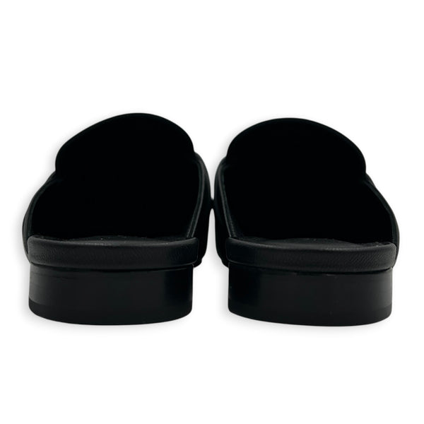 Oz Mules 37 Noir Mules in Chevre Leather, Palladium hardware