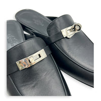 Oz Mules 37 Noir Mules in Chevre Leather, Palladium hardware