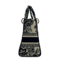 Lady Dior Top Handle Bag Blue in Fabric, Light Gold hardware