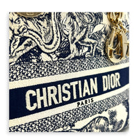 Lady Dior Top Handle Bag Blue in Fabric, Light Gold hardware