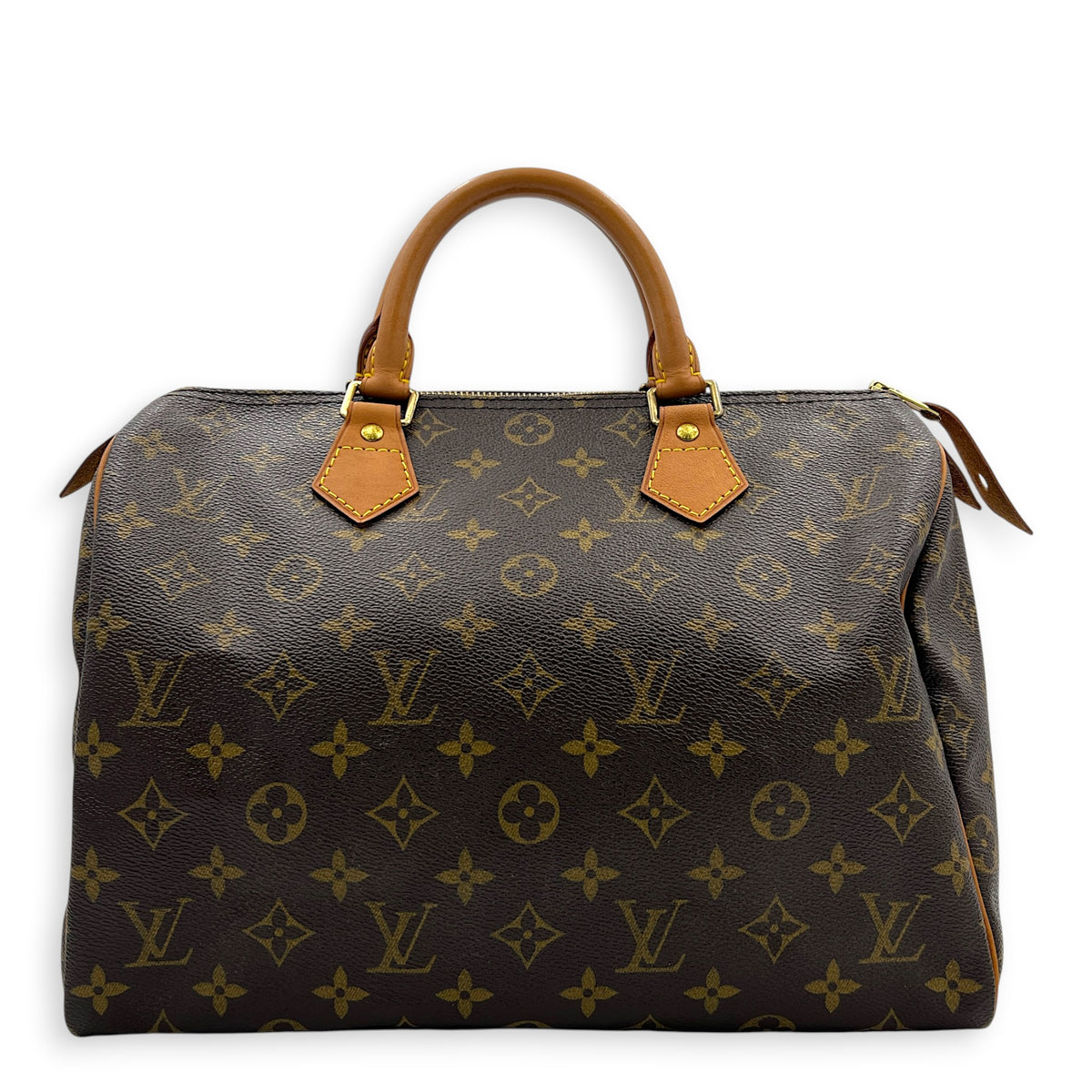 Speedy Top Handle Bag 30 Brown in Monogram Coated Canvas, Gold hardware