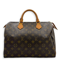 Speedy Top Handle Bag 30 Brown in Monogram Coated Canvas, Gold hardware