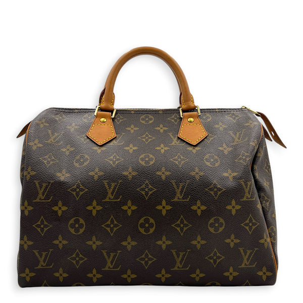 Speedy Top Handle Bag 30 Brown in Monogram Coated Canvas, Gold hardware