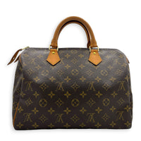 Speedy Top Handle Bag 30 Brown in Monogram Coated Canvas, Gold hardware