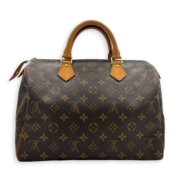Speedy Top Handle Bag 30 Brown in Monogram Coated Canvas, Gold hardware