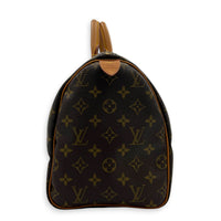 Speedy Top Handle Bag 30 Brown in Monogram Coated Canvas, Gold hardware