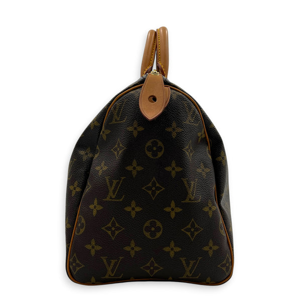 Speedy Top Handle Bag 30 Brown in Monogram Coated Canvas, Gold hardware
