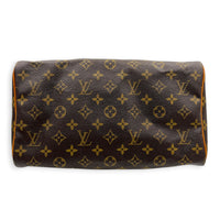 Speedy Top Handle Bag 30 Brown in Monogram Coated Canvas, Gold hardware