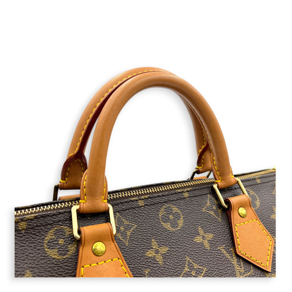 Speedy Top Handle Bag 30 Brown in Monogram Coated Canvas, Gold hardware