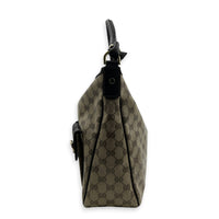 GG Crystal Abbey Pocket Hobo Beige Shoulder Bag in Coated Canvas, Gold hardware