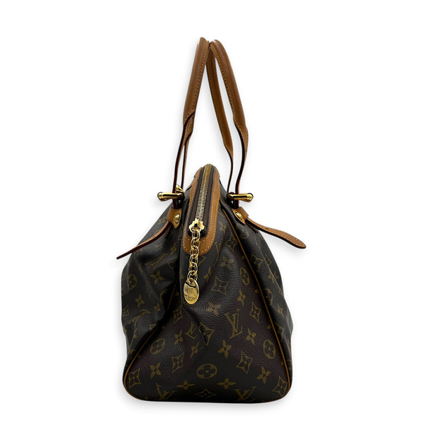 Tivoli Top Handle Bag GM Brown in Monogram Coated Canvas, Gold hardware