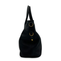 Logo Black Tote Bag in Calfskin, Gold hardware