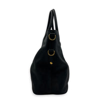 Logo Black Tote Bag in Calfskin, Gold hardware