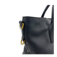 Logo Black Tote Bag in Calfskin, Gold hardware