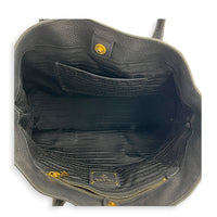 Logo Black Tote Bag in Calfskin, Gold hardware