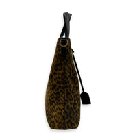 Toy Shopping Tote Leopard Print Top Handle Bag in Suede Leather, Gold hardware