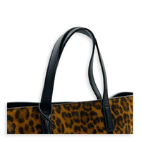 Toy Shopping Tote Leopard Print Top Handle Bag in Suede Leather, Gold hardware