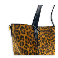 Toy Shopping Tote Leopard Print Top Handle Bag in Suede Leather, Gold hardware