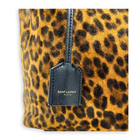 Toy Shopping Tote Leopard Print Top Handle Bag in Suede Leather, Gold hardware
