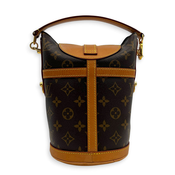 Duffle Bucket Bag Brown in Monogram Coated Canvas, Gold hardware