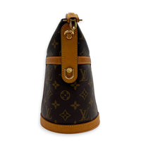 Duffle Bucket Bag Brown in Monogram Coated Canvas, Gold hardware