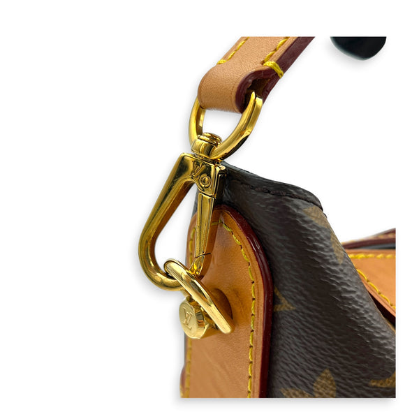 Duffle Bucket Bag Brown in Monogram Coated Canvas, Gold hardware