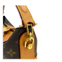 Duffle Bucket Bag Brown in Monogram Coated Canvas, Gold hardware