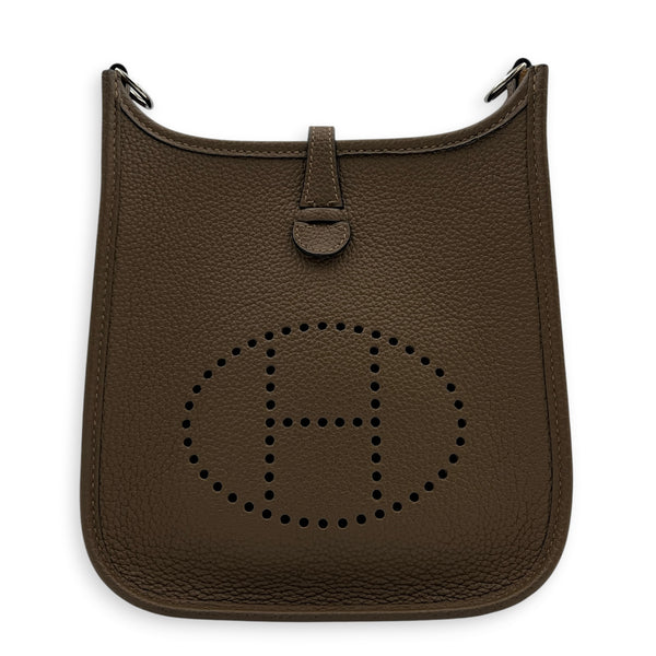 Evelyne Mini Beige de Weimar/ Gris Etain Crossbody Bag in Clemence, Palladium hardware