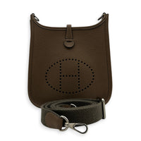 Evelyne Mini Beige de Weimar/ Gris Etain Crossbody Bag in Clemence, Palladium hardware