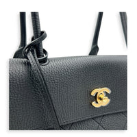 Urban Essential Black Tote Bag in Calfskin, Gold hardware